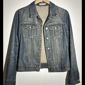 J Crew Womens Cotton Buttoned Collared Long Sleeve Jean Jacket Blue Size S